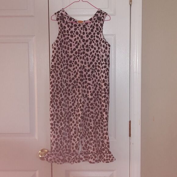 Turtle and Pumkin pink animal print soft fleece overall long romper  Sz 4/5 - Picture 1 of 6